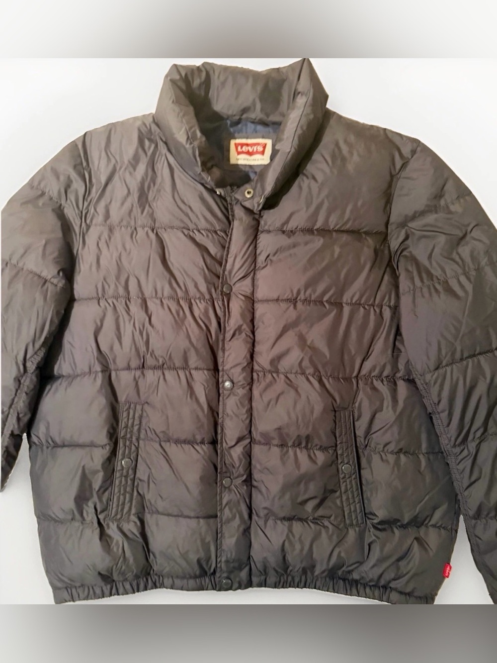 Vtg Levi’s Men’s 2XL Black Puffer Coat Jacket Snap Front Nylon Insulated Coat